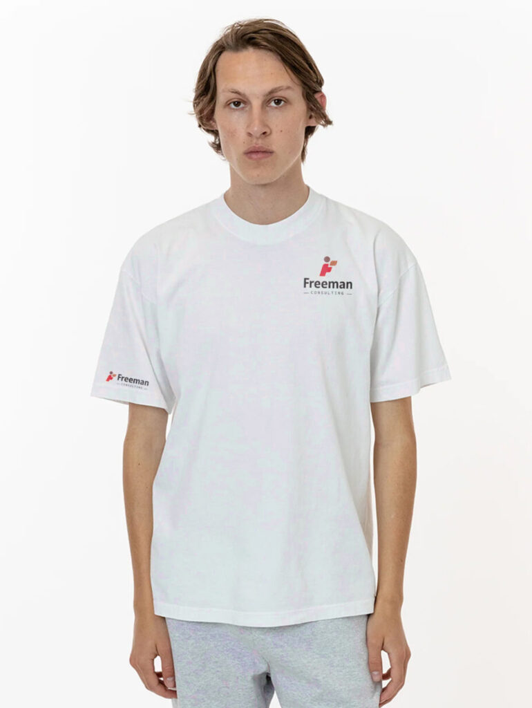 Red logo white Tshirt